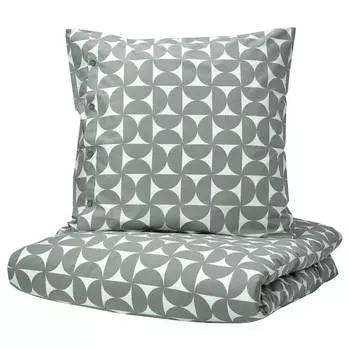 Комплект постельного белья Ikea Angsnejlika, 2 предмета, 140x200/80x80 см, зеленовато-серый