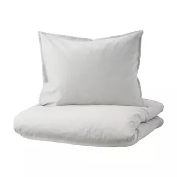 Комплект постельного белья Ikea Bergpalm, серый/полоска