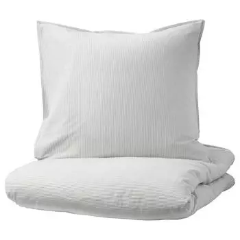 Комплект постельного белья Ikea Bergpalm, 2 предмета, 155x220/80x80 см, серый/полоска