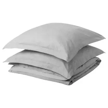 Комплект постельного белья Ikea Dvargruta, 3 предмета, 240x220/80x80 см, серый