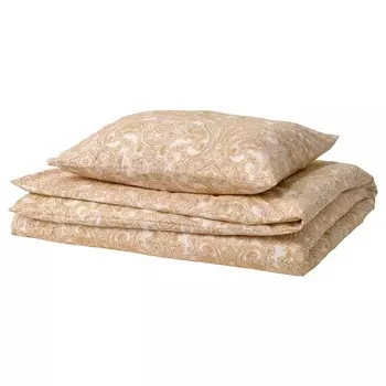 Комплект постельного белья Ikea Jattevallmo, 2 предмета, 150x200/50x60 см, желтый/белый