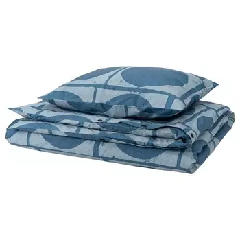 Комплект постельного белья Ikea Jordranunkel, 2 предмета, 150x200/50x60 см, синий