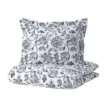 Комплект постельного белья Ikea Junimagnoli, 2 предмета, 140x200/80x80, белый/темно-синий