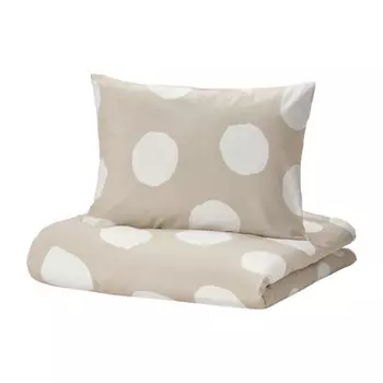 Комплект постельного белья Ikea Klynnetag, 2 предмета, 150x200/50x60, бежевый/белый