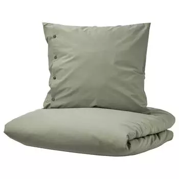 Комплект постельного белья Ikea Krakrismott, 2 предмета, 140x200/80x80 см, зеленовато-серый