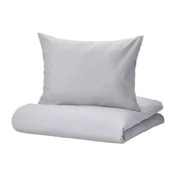 Комплект постельного белья Ikea Nattsvarmare, 3 предмета, 240x220/80x80, светло-серый