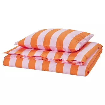 Комплект постельного белья Ikea Slanhostmal, 150х200/50x60 см, оранжевый/розовый
