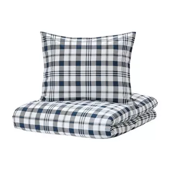Комплект постельного белья Ikea Spikvallmo, 2 предмета, белый/синий