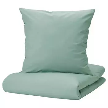Комплект постельного белья Ikea Strandtall, 2 предмета, 140x200/80x80 см, серовато-зеленый