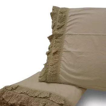 Комплект постельного белья из 100% чистого хлопка, выстиранного камнями - Таба Creole Home, песок, односпальный