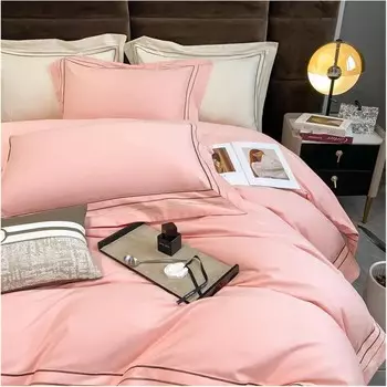 Комплект постельного белья из 100% хлопка, комплект постельного белья с тремя линиями и вышивкой, комплект пододеяльников с простыней/наволочками, постельное белье на 2 человека, постельные принадлежности VSVE, C