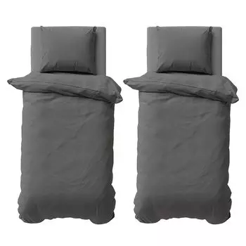 Комплект постельного белья из 4 предметов однотонного постельного белья 135 x 200 см антрацитового цвета с однотонным пододеяльником из микрофибры Visaggio