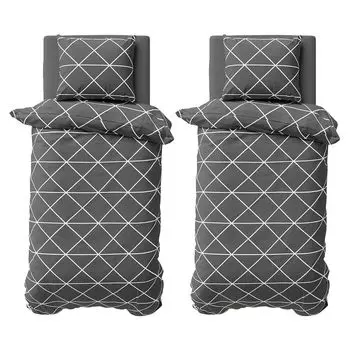 Комплект постельного белья из 4 предметов 135х200 см, хлопок, пододеяльник Renforce треугольник, антрацит Visaggio