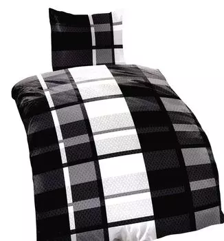 Комплект постельного белья из 4 предметов, пододеяльник, комплект постельного белья, микрофибра, микрофибра, 135 x 200 см, Snnich в клетку в полоску, черный leonado vicenti
