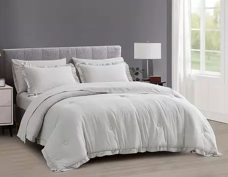 Комплект постельного белья из 7 предметов из микрофибры Chezmoi, светло-серый