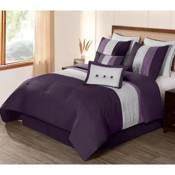 Комплект постельного белья из 8 предметов Chezmoi, фиолетовый/лавандовый/серый