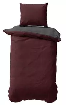 Комплект постельного белья из хлопчатобумажного хлопка однотонный однотонный двусторонний летний комплект из микрофибры, размер: 4 шт., 135 х 200 см, цвет: бордовый/антрацит One-Home