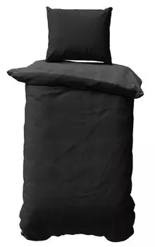 Комплект постельного белья из хлопчатобумажного хлопка однотонный однотонный двусторонний летний комплект из микрофибры, размер: 2 шт. 155х200 см, цвет: черный/антрацит One-Home
