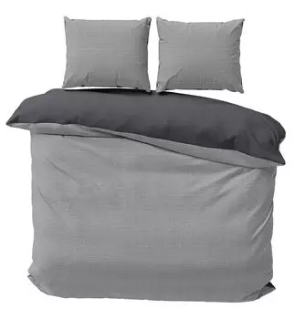 Комплект постельного белья из хлопчатобумажного хлопка однотонный однотонный двусторонний летний комплект из микрофибры, размер: 3 шт., 240 x 220 см, цвет: серый/антрацит One-Home