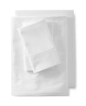 Комплект постельного белья из хлопка премиум-класса Supima плотностью 400 нитей и сатина без железа Lands' End, белый