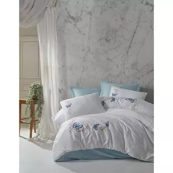 Комплект постельного белья из хлопка с вышивкой Amy Blue