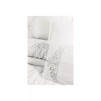 Комплект постельного белья из хлопка с вышивкой Genny White