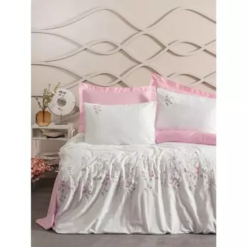 Комплект постельного белья из хлопкового атласа с 3D вышивкой Jolie Pink