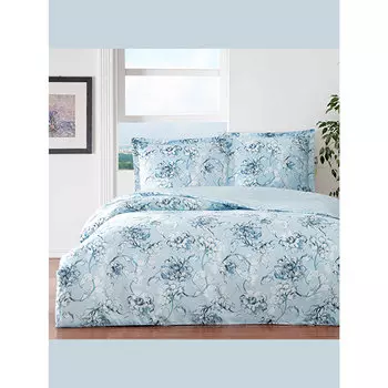 Комплект постельного белья из хлопкового атласа Tac Minna, бирюзовый, двойной