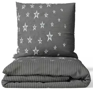 Комплект постельного белья из микрофибры 135х200 см белый серый звезды в полоску на молнии leonado vicenti