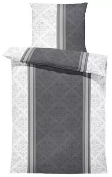 Комплект постельного белья из микрофибры, пододеяльник, современный, много узоров на молнии, цвет: орнамент антрацит, размер: 2 шт., 135 х 200 см One-Home