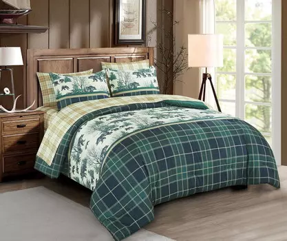 Комплект постельного белья из микрофибры из 7 предметов Chezmoi, зеленый