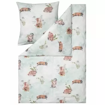 Комплект постельного белья из мягкой фланели ESTELLA Impulse HERMANN цвет нефрит размер 155х220+80х80 см