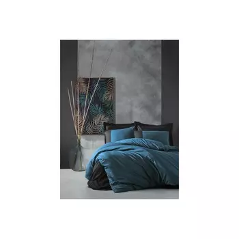 Комплект постельного белья из простого хлопка с двойным пододеяльником, пепельно-черный цвет