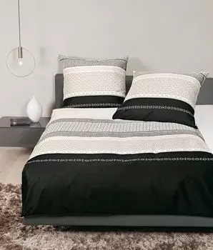 Комплект постельного белья из сатина Janine Design Mako дизайн J.D. 87079 цвет черный kitt-08 размер 200х200+2х80х80 см Original Janine