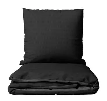 Комплект постельного белья из сирсакера из микрофибры 200х200 см и подушка 80х80 см черного антрацитового однотонного дизайна с застежкой-молнией leonado vicenti