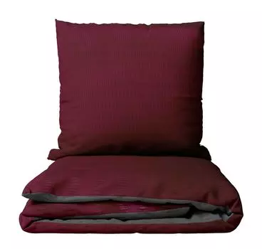 Комплект постельного белья из сирсакера из микрофибры 240х220 см и подушка 80х80 см бордово-антрацитового однотонного дизайна с застежкой-молнией leonado vicenti