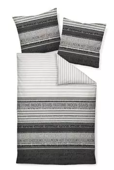 Комплект постельного белья из тонкой фланели Janine Design DAVOS 6481 цвет платина графит-8 размер 155х220+80х80 см Original Janine