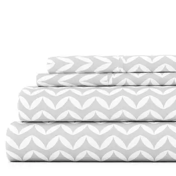 Комплект постельного белья из ультрамягкой микрофибры с голубым узором в виде пышного шеврона ienjoy Home, цвет Light Gray