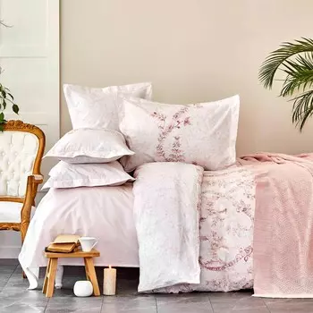 Комплект постельного белья Karaca Home Delfina Powder Хлопковый пододеяльник Комплект одеял