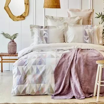 Комплект постельного белья Karaca Home Frenela Сиреневый двойной эластичный пододеяльник из хлопка, комплект одеял