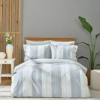 Комплект постельного белья Karaca Home Palmi Indigo, окрашенный в двойной пряже