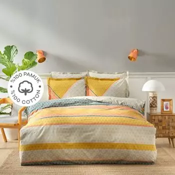 Комплект постельного белья Karaca Home Selena Mustard из 100 % хлопка