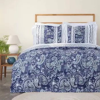 Комплект постельного белья Karaca Home Serena Blue Pamuk Полный комплект для двоих человек