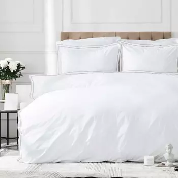 Комплект постельного белья Karaca Home White Collection Набор двойных пододеяльников из перкаля, серый пикколо, коллекция Victorie Grey