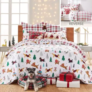 Комплект постельного белья Levtex Home Merry & Bright Jingle Paws, красный / зеленый