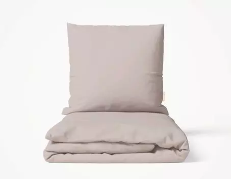 Комплект постельного белья MOMM прачечная фабрика органический сатин серо-коричневый размер 135x200+80x80 MOMM Wschefabrik