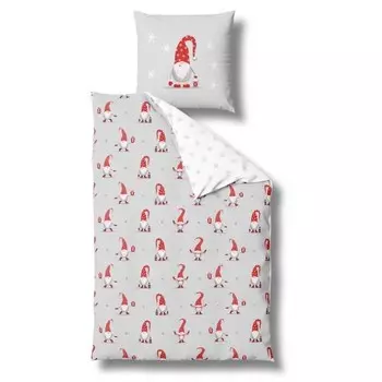 Комплект постельного белья MTOnlinehandel Wichtelfreude, 135x200x1 см цвет grau/rot/wei