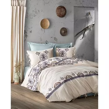 Комплект постельного белья ностальгических двойных пододеяльников Mavera Blue