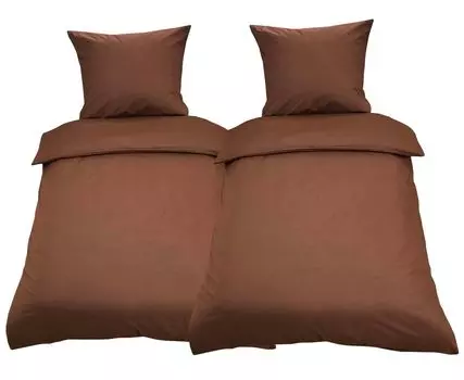 Комплект постельного белья однотонный из 4 предметов 135 х 200 см коричневый однотонный хлопок Renforce leonado vicenti