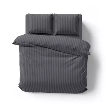 Комплект постельного белья премиум-класса из дамасской ткани из трех предметов 200х200+80х80 см на молнии YKK антрацит Mskaan